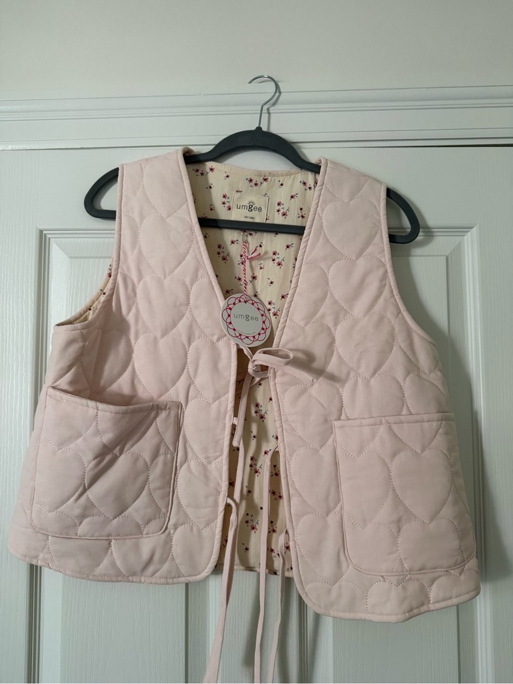 Light Pink Heart Quilted Vest NWT